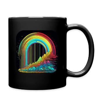 Psychedelisches Motiv Berge mit Regenbogen - Tasse einfarbig - Schwarz - Rechts