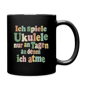 Je ne joue du ukulélé que les jours où je respire - Mug uni - noir - Droite