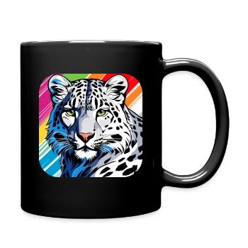 Mystisches Motiv geheimnisvoller Schneeleopard - Tasse einfarbig - Schwarz - Rechts
