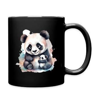 Panda Bear Mom with Panda Bear Baby Panda Bear Family - Full Colour Mug - black - Right