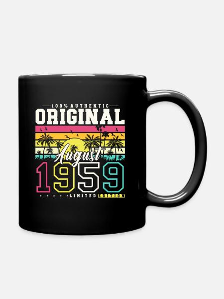 August 1959 Vintage Retro Birthday - Full Colour Mug - black