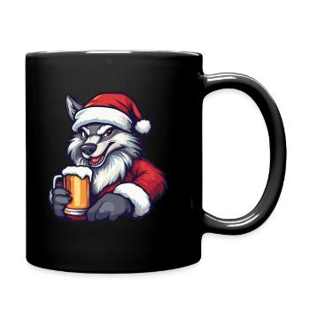 Wolf Christmas Beer Funny - Full Colour Mug - black - Right