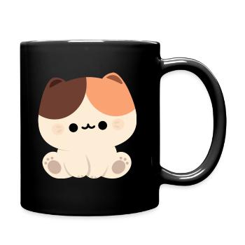 Cute Tortie Cat - Full Colour Mug - black - Right