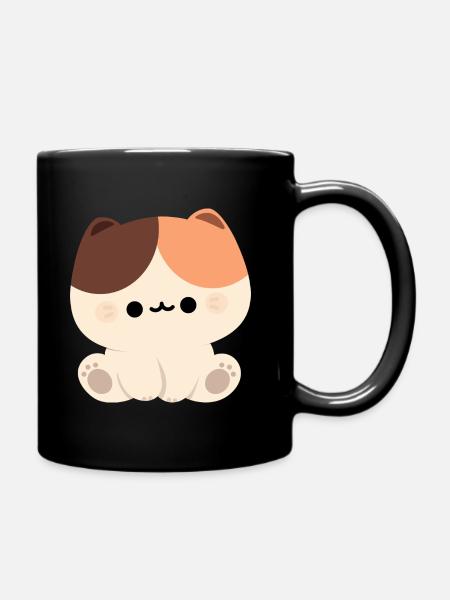 Cute Tortie Cat - Full Colour Mug - black
