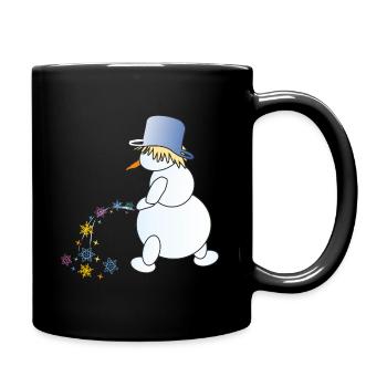 Schneemann beim Pinkeln Weihnachtsgeschenk - Tasse einfarbig - Schwarz - Rechts
