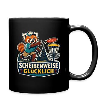 Scheibenweise glücklich – Discgolf - Tasse einfarbig - Schwarz - Rechts