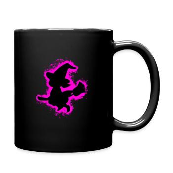 Girl witch pink and black outline - Full Colour Mug - black - Right