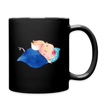 Piggy Pig Piglet Piglet Sleeping - Full Colour Mug - black - Right
