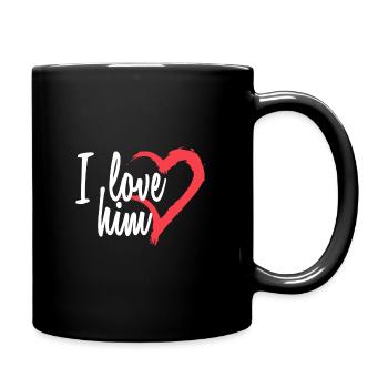 I love him - Tasse einfarbig - Schwarz - Rechts