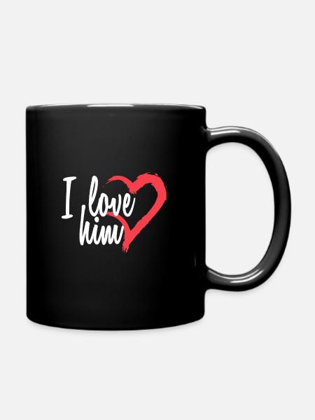 I love him - Full Colour Mug - black