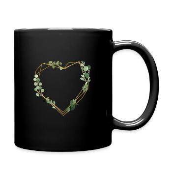 Heart geometrically floral customizable - Full Colour Mug - black - Right