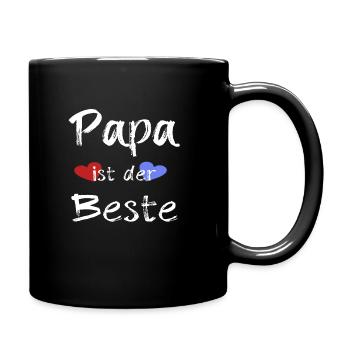 Papa ist der Beste Geschenk Papa Vatertag Herzen - Tasse einfarbig - Schwarz - Rechts