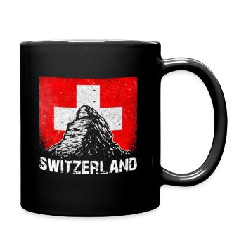 Drapeau Suisse et Alpes - Mug uni - noir - Droite