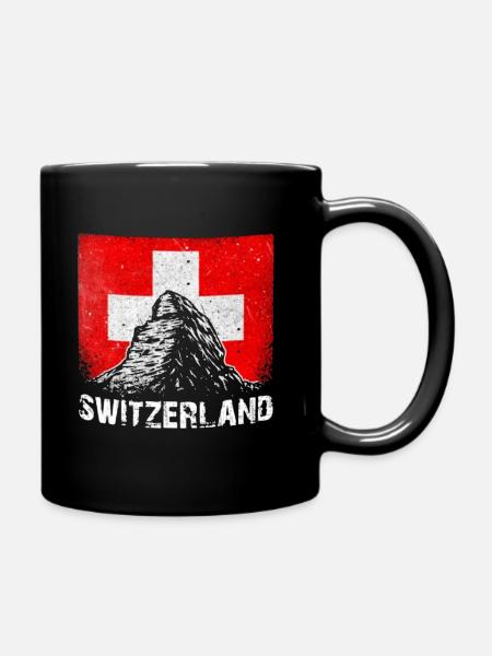 Drapeau Suisse et Alpes - Mug uni - noir