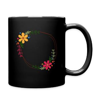 Circle flower wreath to design yourself - Full Colour Mug - black - Right