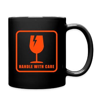 Handle with care / breakable - Full Colour Mug - black - Right