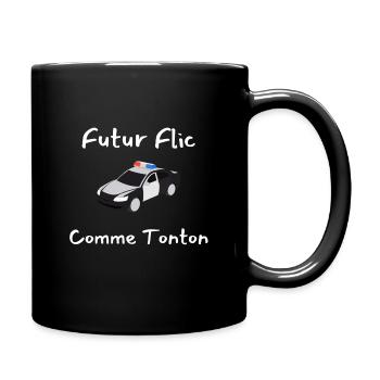 Futur Flic comme tonton cadeau garcon humour bébé - Mug uni - noir - Droite