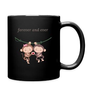 Klammeräffchen, Liebe Herz Design Valentinstag - Tasse einfarbig - Schwarz - Rechts