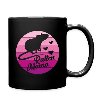 Ratten mama Tier Spruch Geschenk - Tasse einfarbig - Schwarz - Rechts