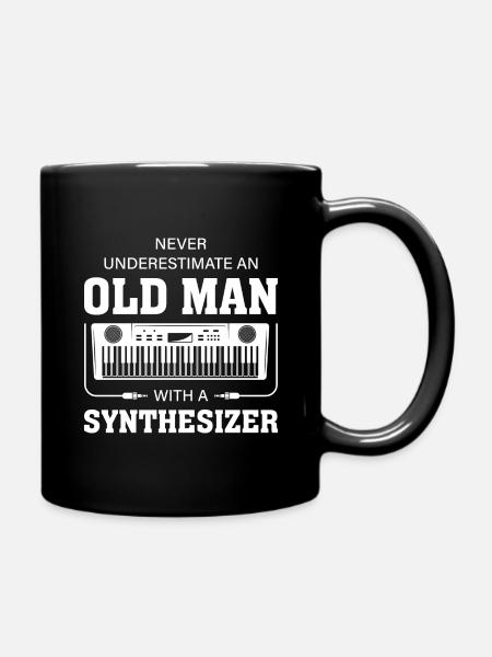 Old man Synthesizer Musiker Musik keyboard - Tasse einfarbig - Schwarz