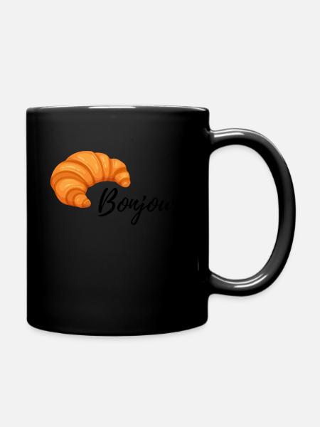 Croissant Breakfast bonjour french bread eat food - Full Colour Mug - black