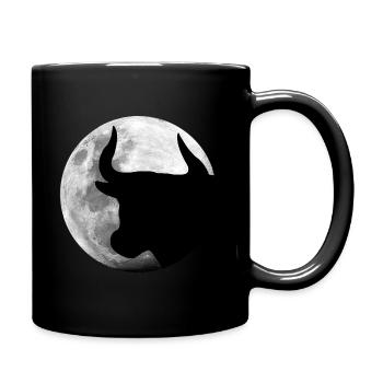 Stier im Vollmond - Tasse einfarbig - Schwarz - Rechts