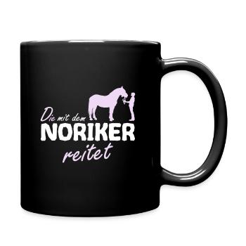 Noriker Pferd die mit dem Reitet Spruch - Tasse einfarbig - Schwarz - Rechts