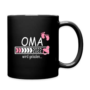Oma 2022 Schwangerschaft verkünden wird geladen - Tasse einfarbig - Schwarz - Rechts