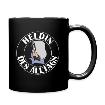 Heldin des Alltags - Tasse einfarbig - Schwarz - Rechts