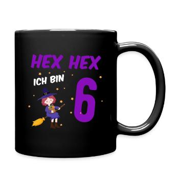HEX-HEX Ich bin 6 - Mädchen 6. Geburtstag - - Tasse einfarbig - Schwarz - Rechts
