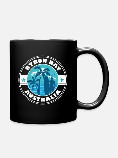 Byron Bay Australia Summer Surf Design - Full Colour Mug - black