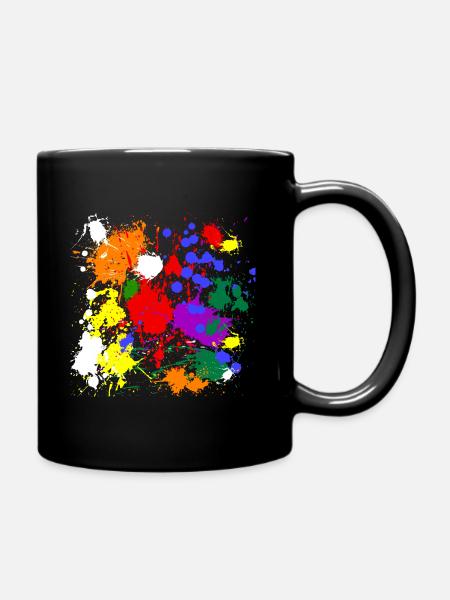 rainbow colour splash - Full Colour Mug - black