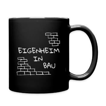 Bauherr, Haus bauen, schlicht, dezent, Spruch - Tasse einfarbig - Schwarz - Rechts