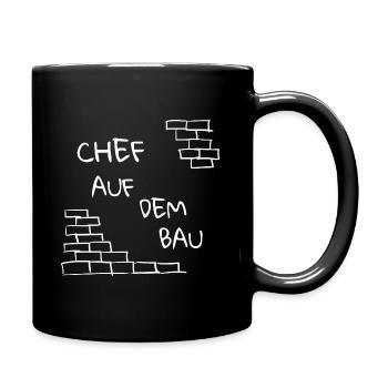 Bauherr, Haus bauen, schlicht, dezent, Spruch - Tasse einfarbig - Schwarz - Rechts