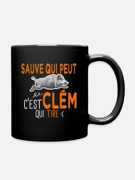 c'est Clém qui tire Humour Chaseur Clément - Mug uni - noir