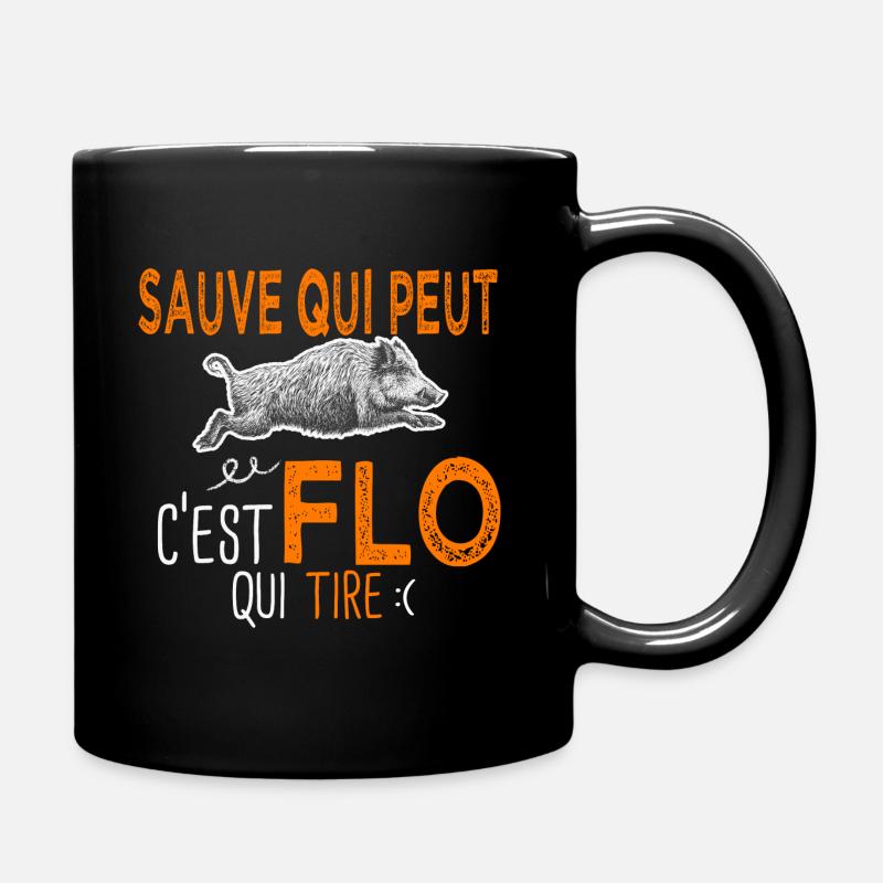 c'est Flo qui tire Humour Chaseur Florian Florent - Mug uni - noir