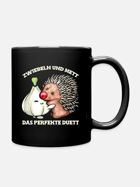 Zwiebel und Mett Liebe - Mettigel & Hack Geschenk - Tasse einfarbig - Schwarz