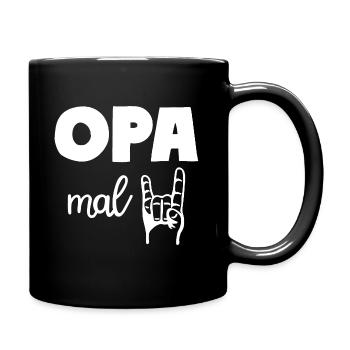 Opa mal Zwei 2 Kinder Rock'n' Roll Großvater - Tasse einfarbig - Schwarz - Rechts