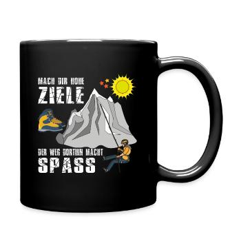 Das Ziel Berg, der Weg Spass! Wander u.Bergsteiger - Tasse einfarbig - Schwarz - Rechts