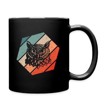 Eule Retro Style Vintage - Tasse einfarbig - Schwarz - Rechts