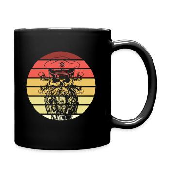Piraten Schädel Retro Style Vintage - Tasse einfarbig - Schwarz - Rechts