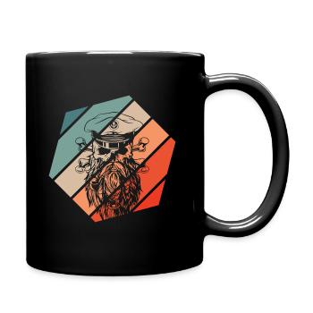 Piraten Schädel Retro Style Vintage - Tasse einfarbig - Schwarz - Rechts