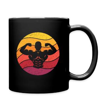 Bodybuilding Double Biceps Retro Style Vintage - Tasse einfarbig - Schwarz - Rechts