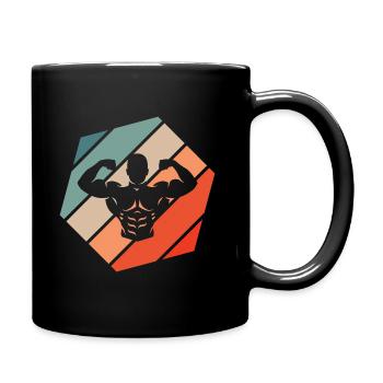 Bodybuilding Double Biceps Retro Style Vintage - Tasse einfarbig - Schwarz - Rechts