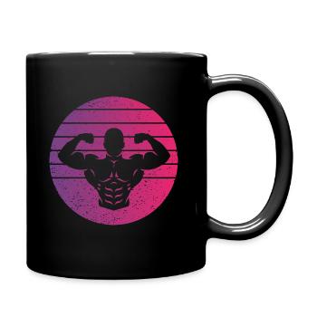Bodybuilding Double Biceps Retro Style Vintage - Tasse einfarbig - Schwarz - Rechts