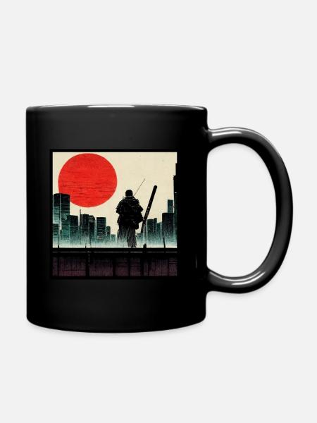 Ronin/Samouraï dans les rues du T post-apocalyptique - Mug uni - noir