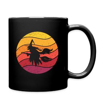 Witch's broom Helloween Retro Style Vintage - Full Colour Mug - black - Right