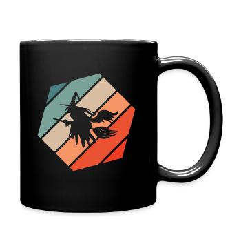 Witch's broom Helloween Retro Style Vintage - Full Colour Mug - black - Right