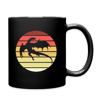 Drache Retro Style Vintage - Tasse einfarbig - Schwarz - Rechts