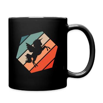 Einhorn Retro Style Vintage - Tasse einfarbig - Schwarz - Rechts